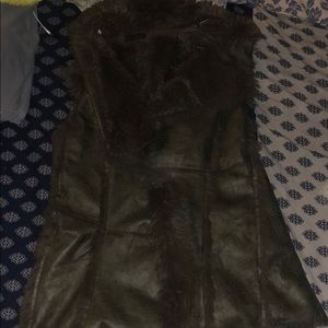 Green and Brown Fur Vest